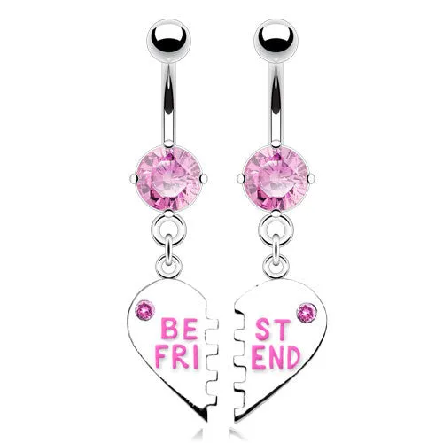 2 Piece My BFF Best Friend Belly Ring Set