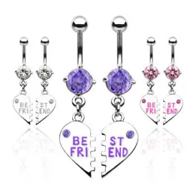 2 Piece My BFF Best Friend Belly Ring Set