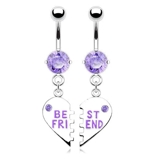 2 Piece My BFF Best Friend Belly Ring Set