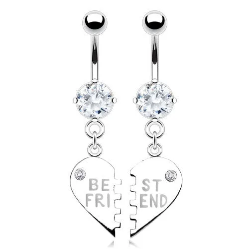 2 Piece My BFF Best Friend Belly Ring Set