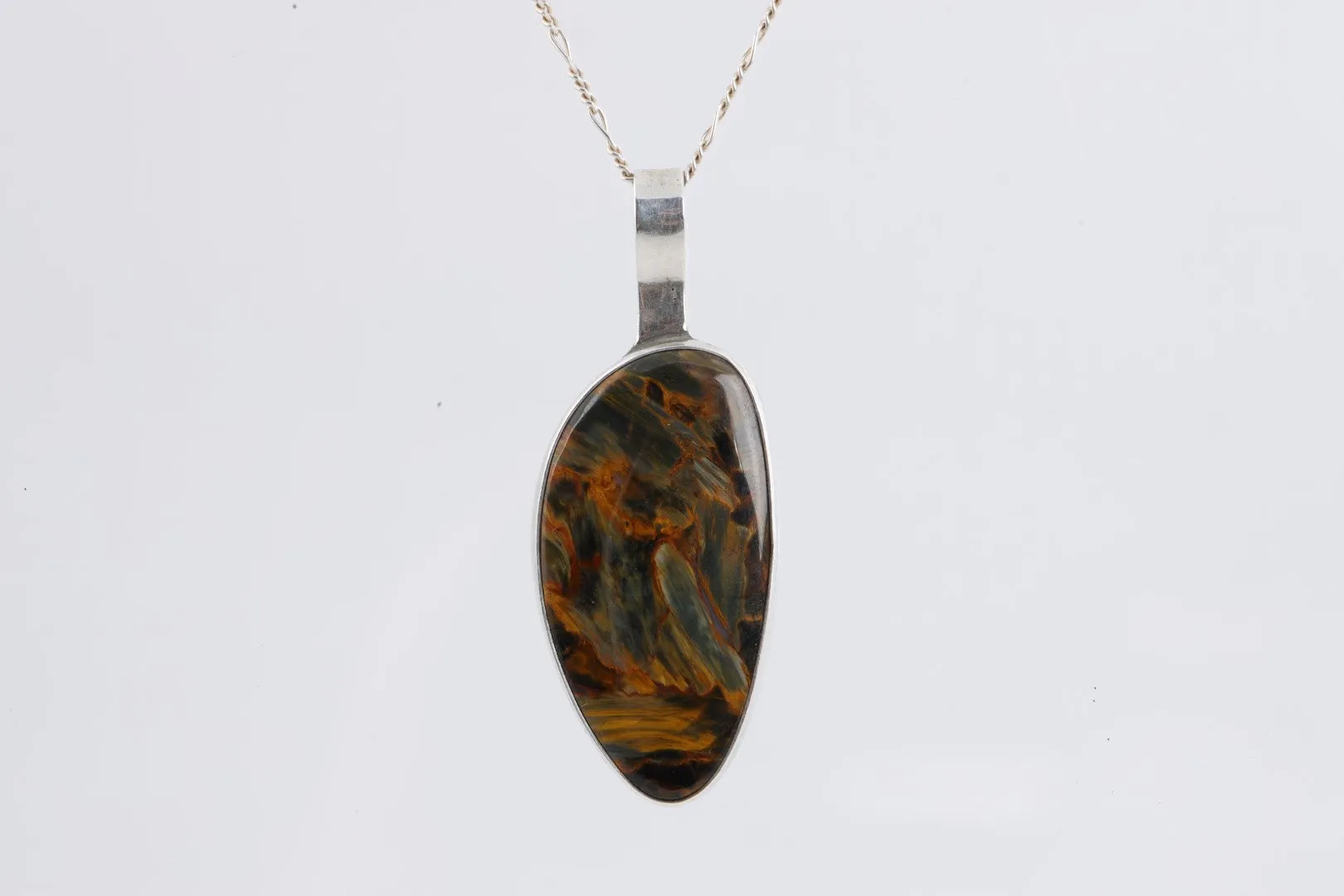 20" 925 Silver Pietersite Pendant Necklace (14.82g.)