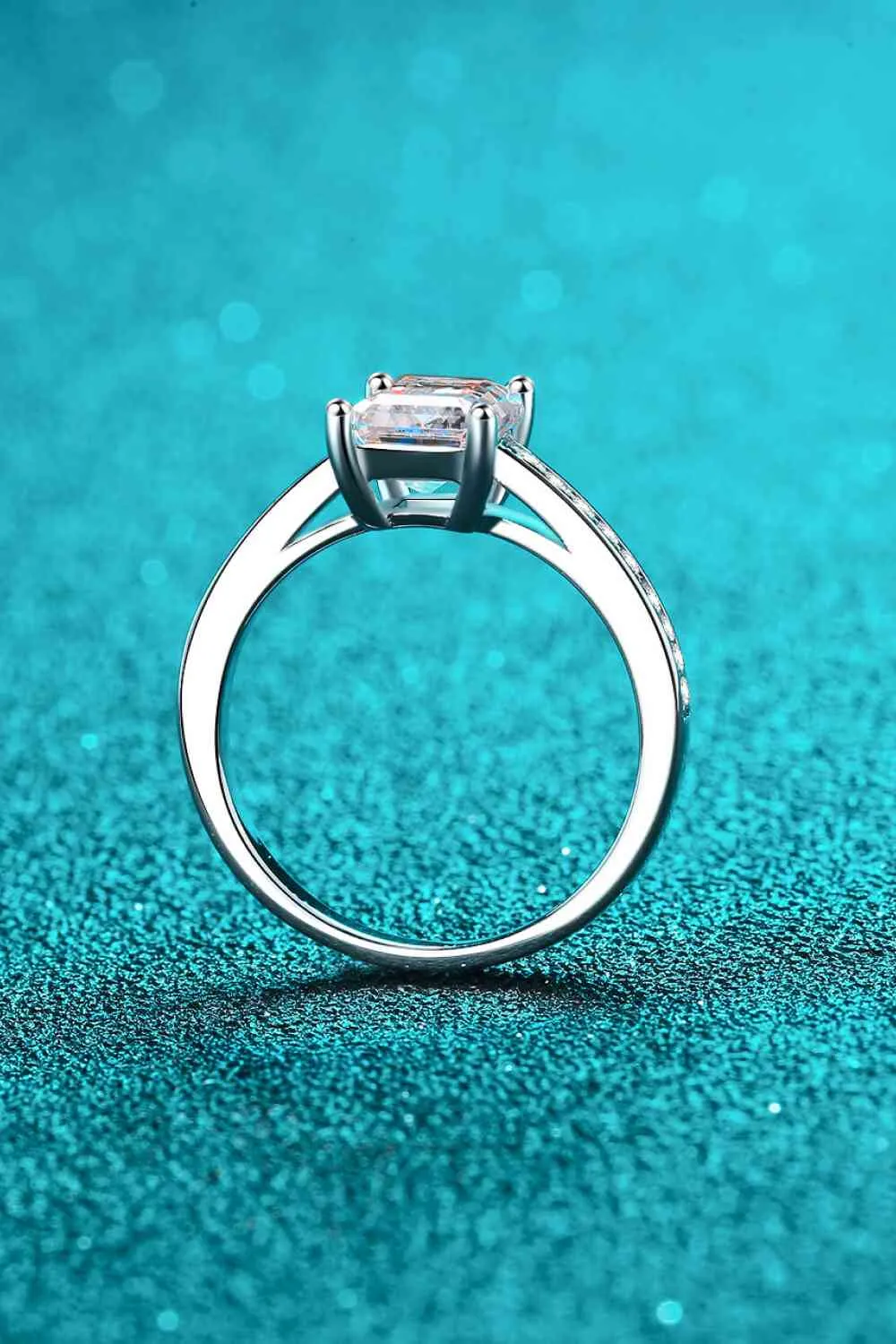 925 Sterling Silver Side Stone Moissanite Ring