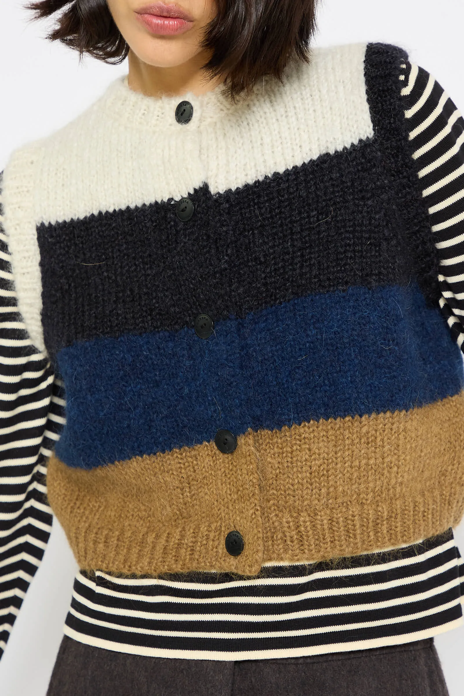 Alpaca and Mohair Waistcoat in Striped