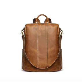 Anti-Theft Vintage Leather Backpack