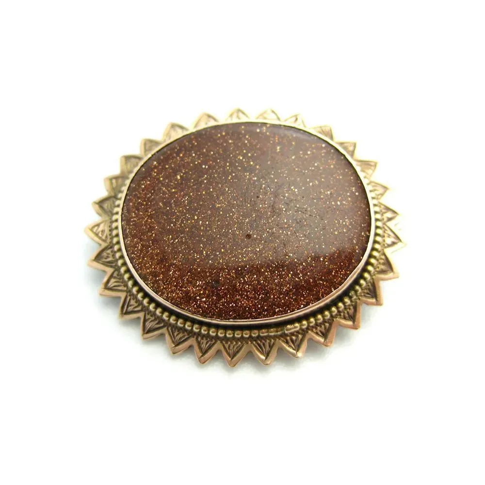 Antique Victorian Goldstone Brooch