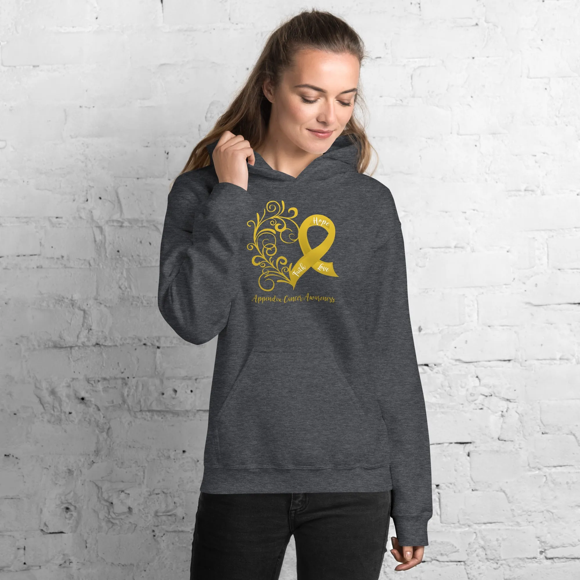 Appendix Cancer Awareness Heart Hoodie - Several Colors Available