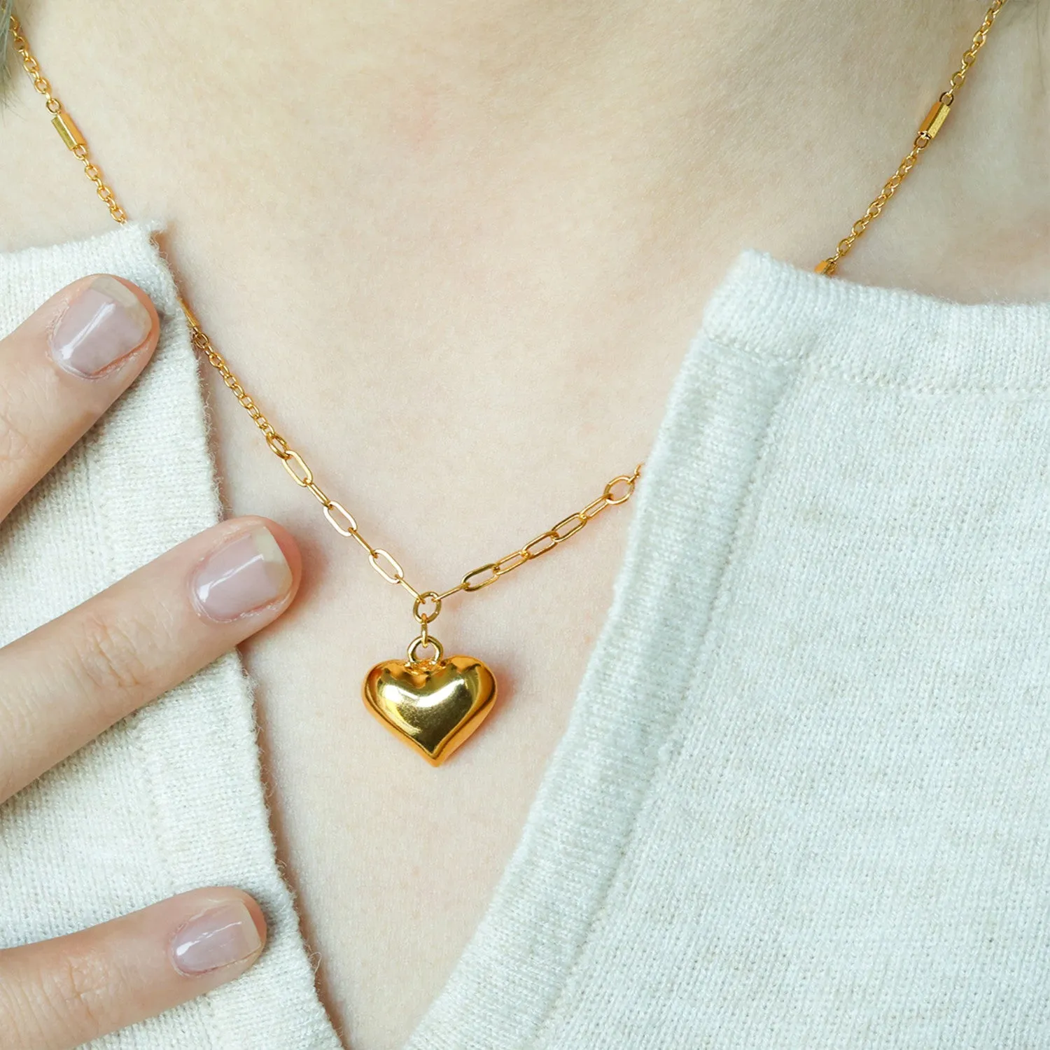 Balloon Heart with Paperclip Chain Necklace