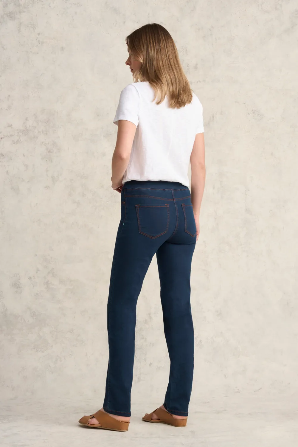 Bengajean Good Earth Cotton Full Length Straight Leg - Denim Blue