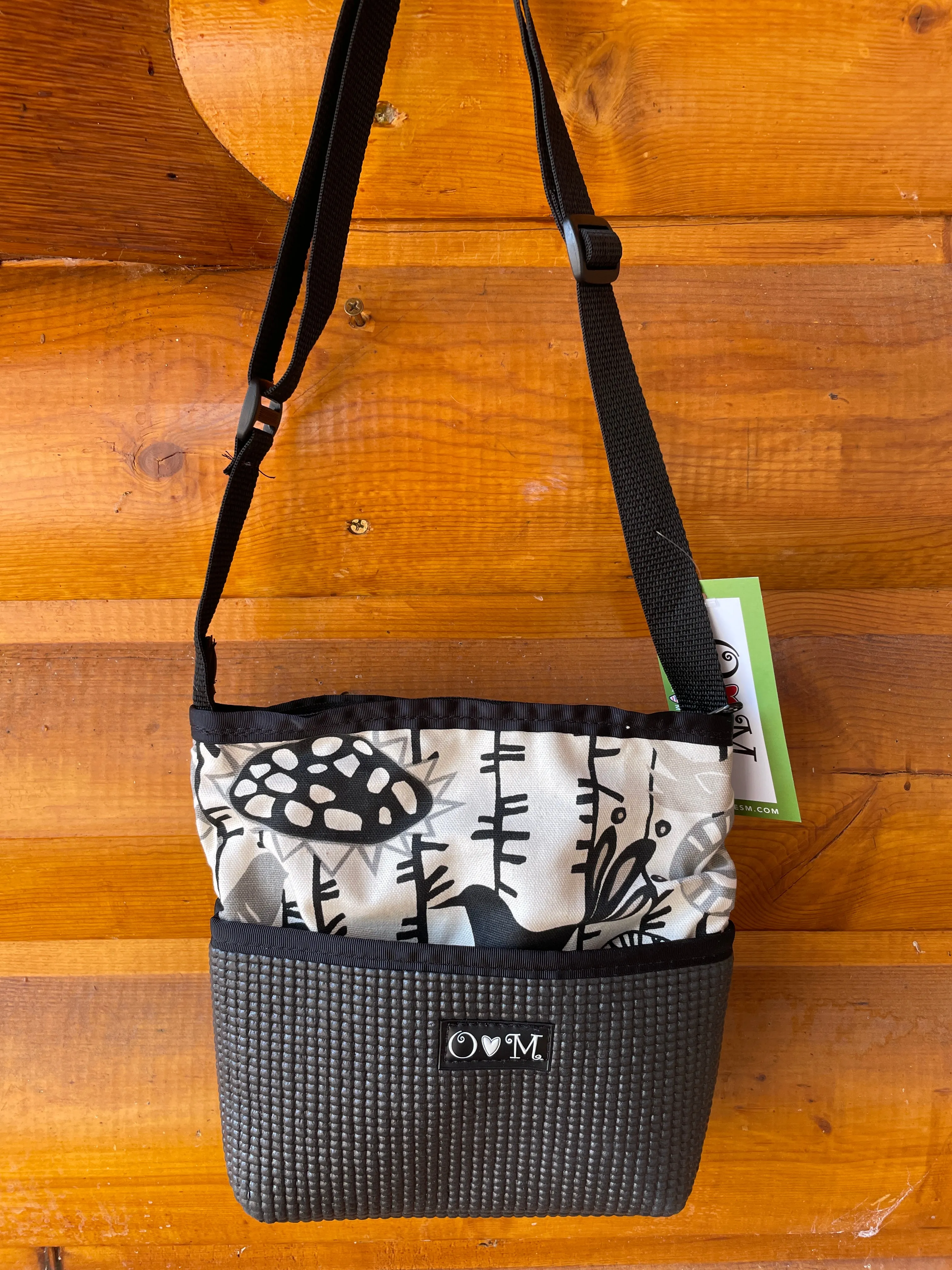 Bernie Black Crossbody Purse-Bird Print fabric