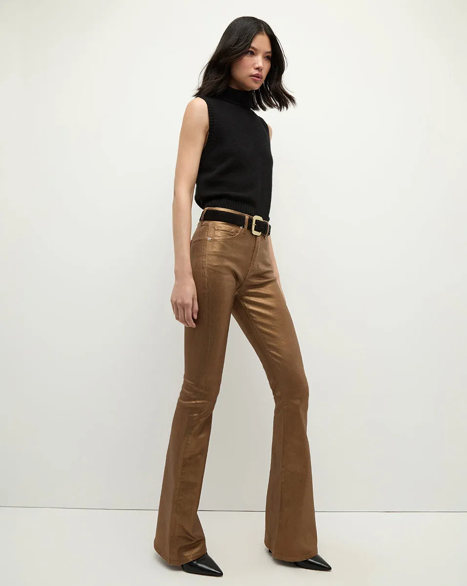 Beverly Metallic Skinny-Flare Jean