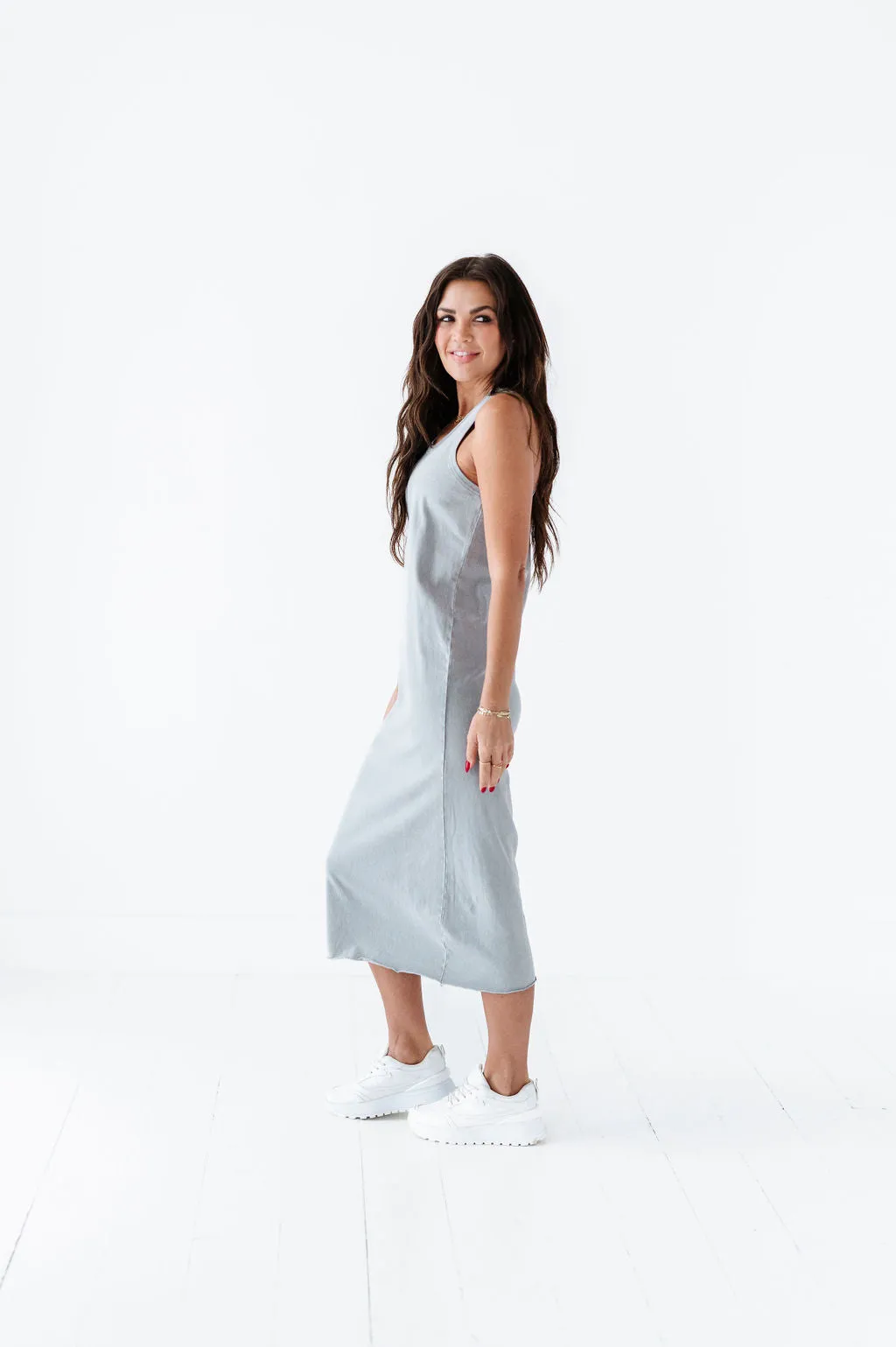 Bring On Summer Tank Dress In Gray