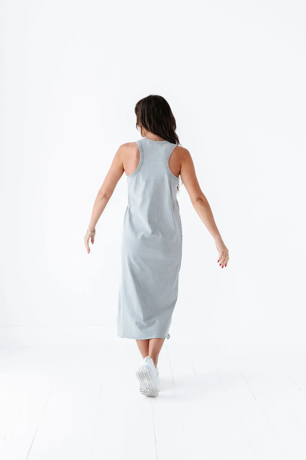 Bring On Summer Tank Dress In Gray