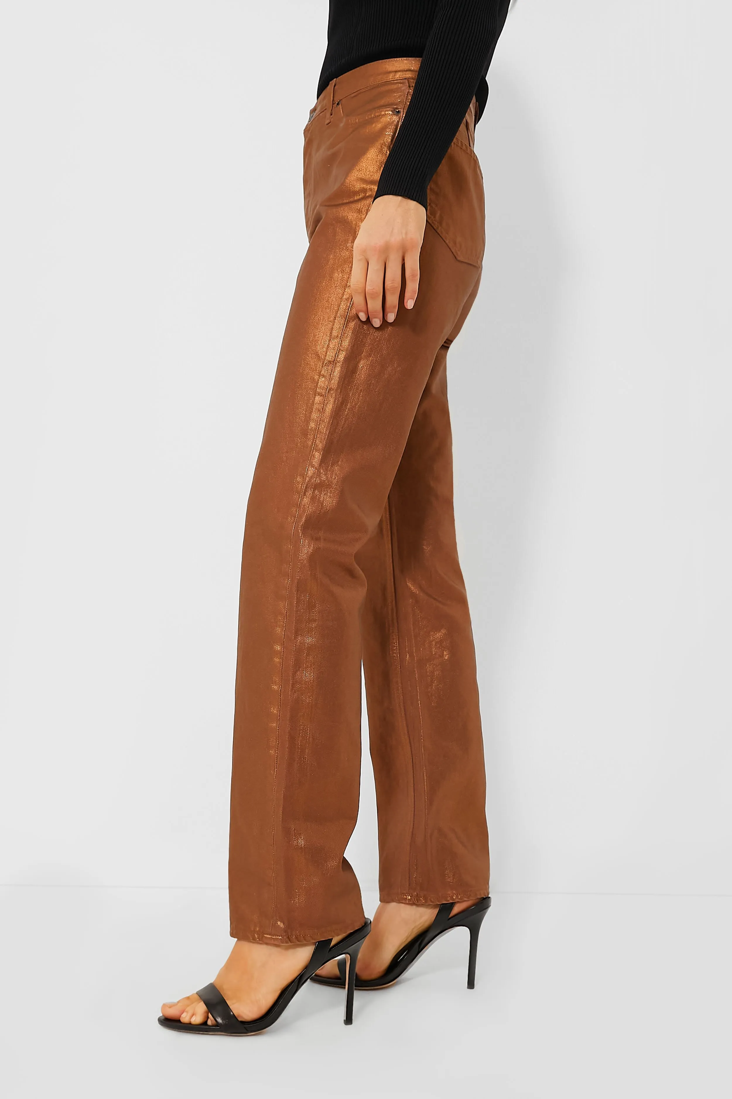 Bronze Daniela Metallic Straight Leg Pant