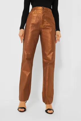 Bronze Daniela Metallic Straight Leg Pant