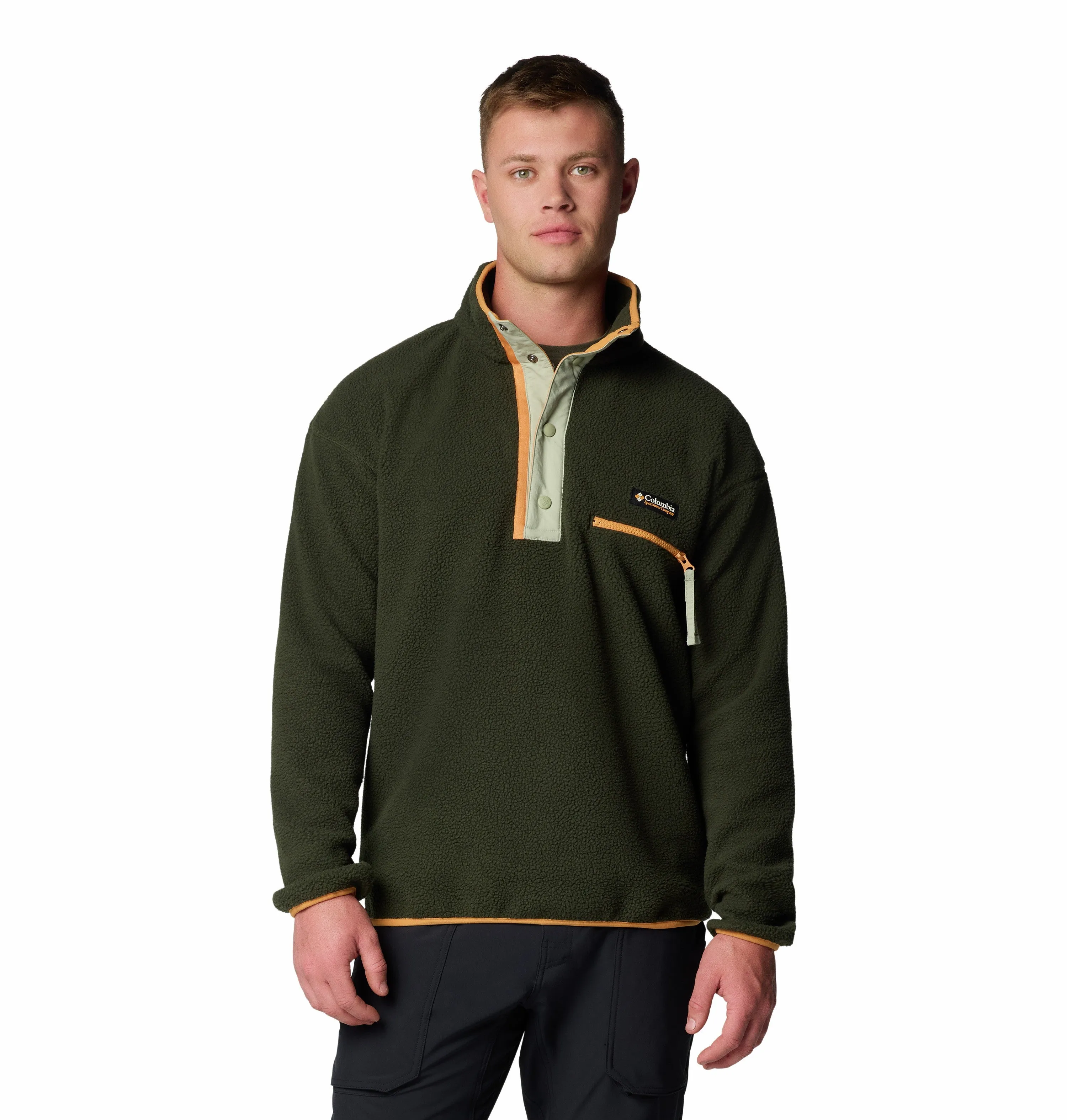 Columbia Mens Helvetia II Regular Fit Half Snap Fleece-GREEN