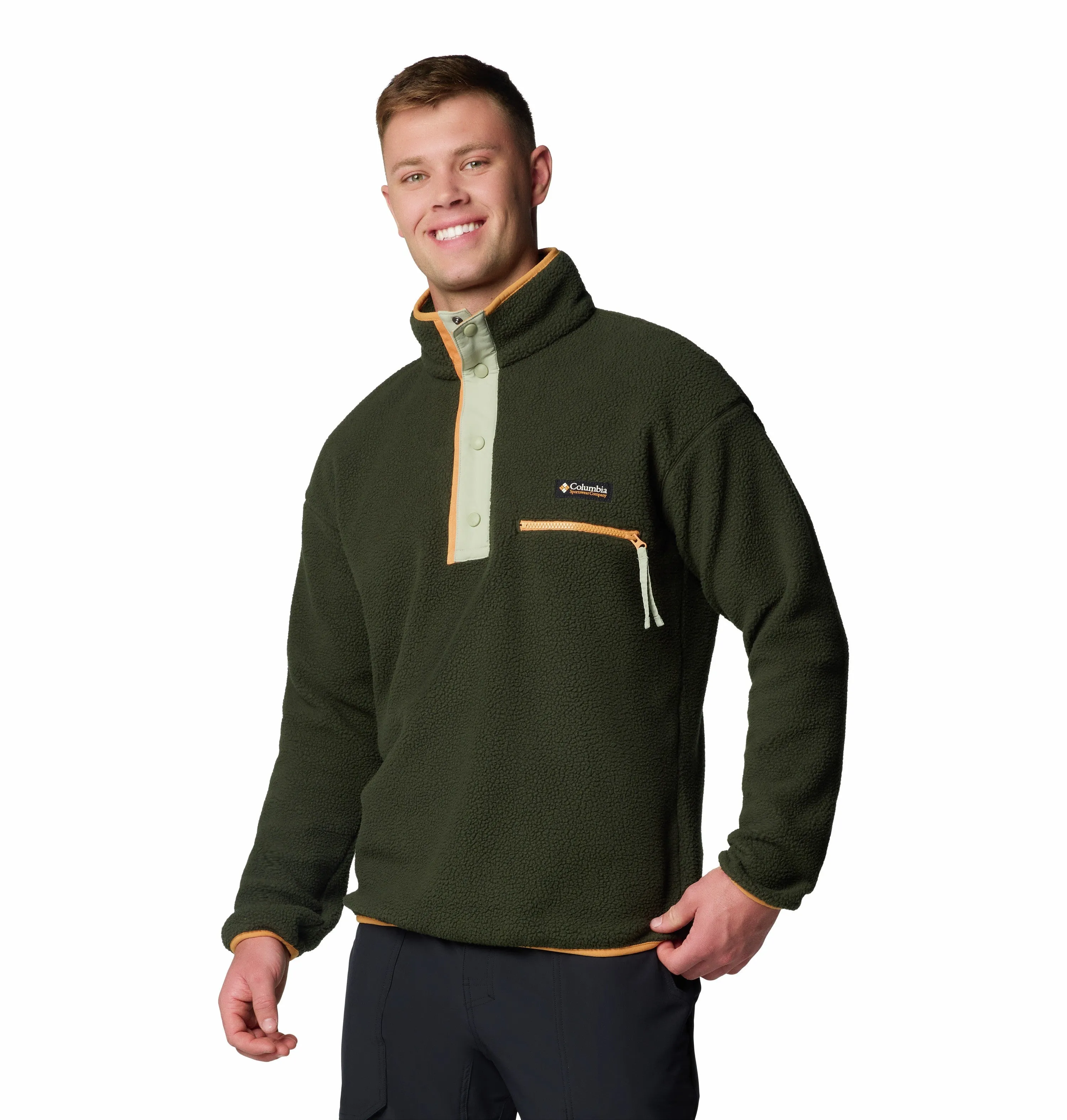 Columbia Mens Helvetia II Regular Fit Half Snap Fleece-GREEN