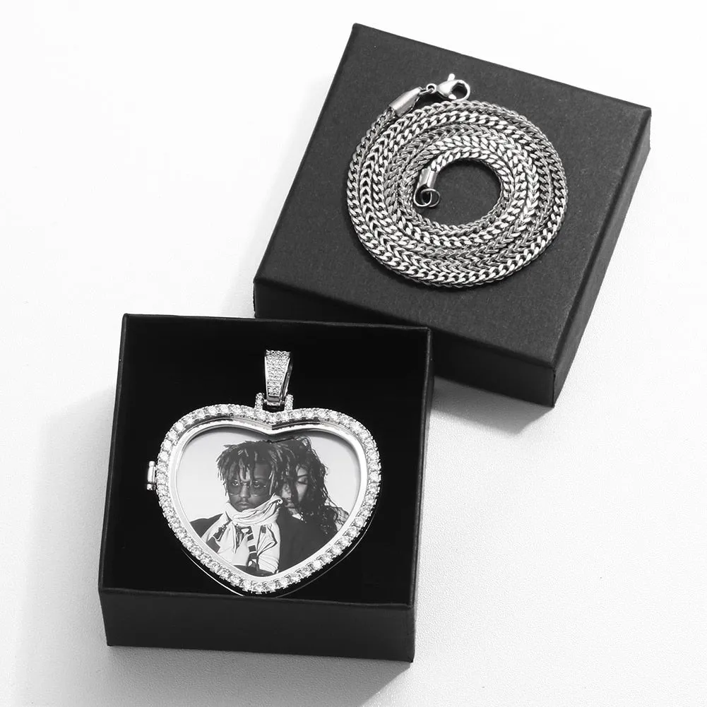 Custom Heart Photo Medallions Necklace Christmas Gifts For Men