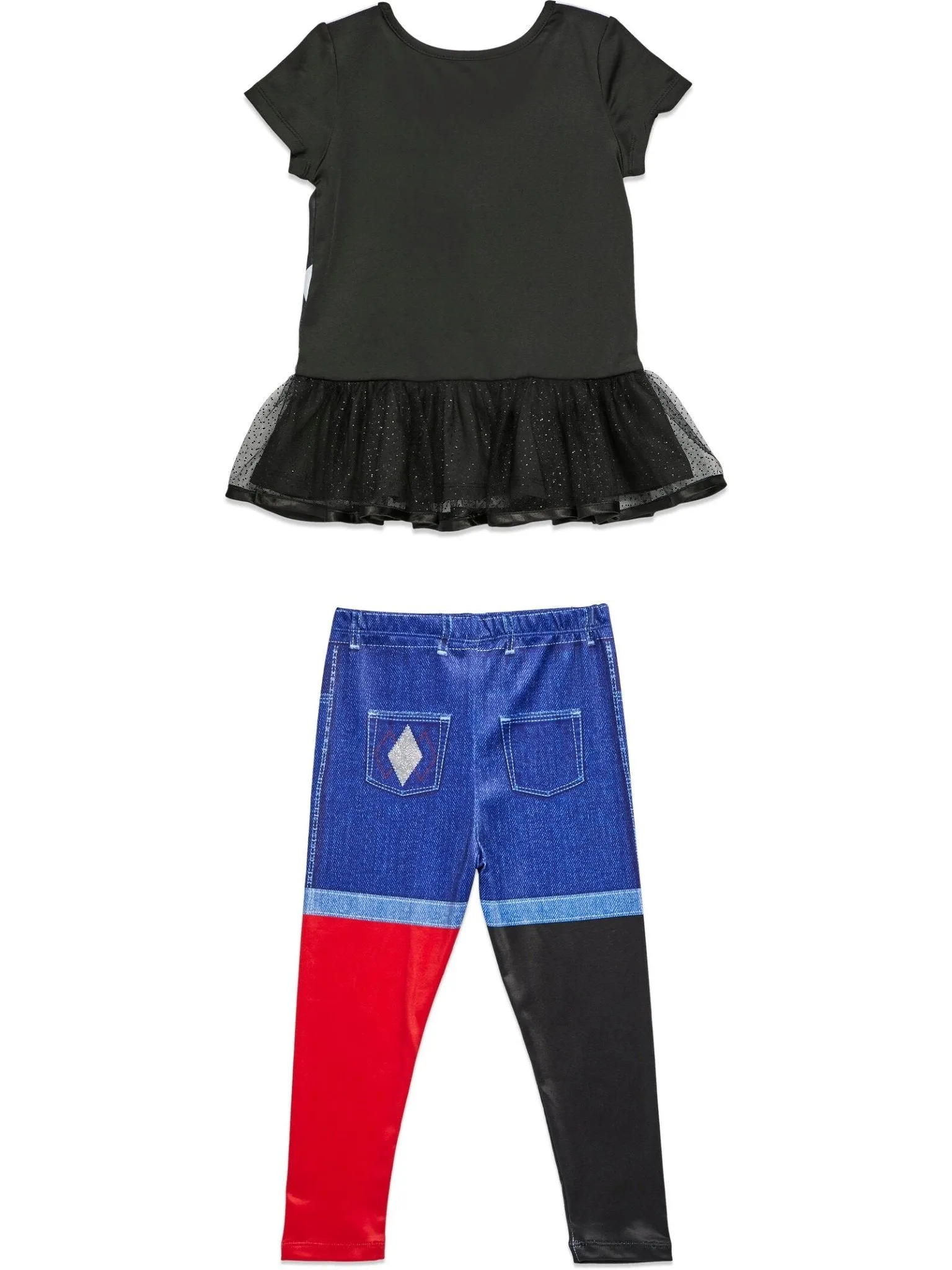 DC Comics Harley Quinn Costume Dress Leggings and Headband 3 Piece Set