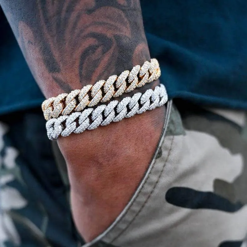 Diamond Cuban Link Bracelet 10mm in Yellow Gold