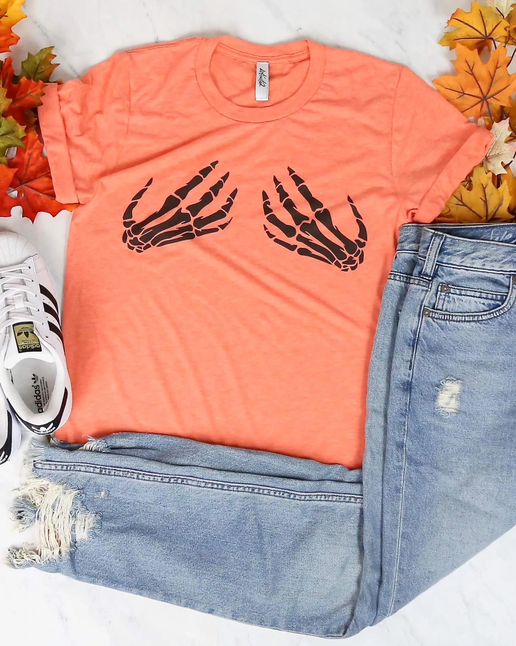 Distracted - Skeleton Hands Funny Halloween Tee - More Colors