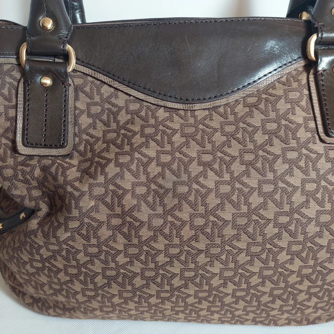 DKNY Brown Monogram with Leather Trim Hobo Bag | Pre loved |