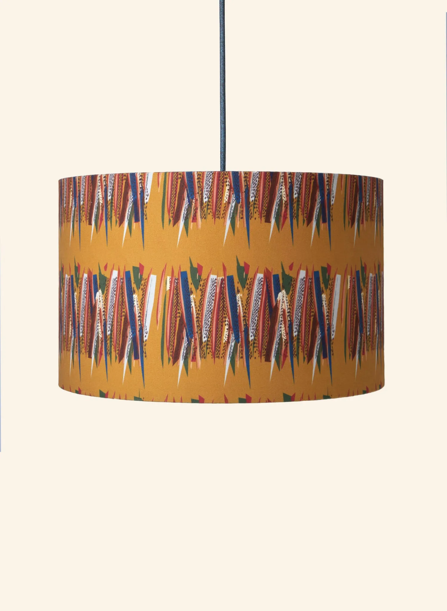 Drum Lampshade - Mustard Mid-Century Feather