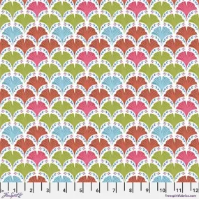 Fabric Small Ginko - White by Odile Bailloeul from Land Art 2 Collection for Free Spirit,  PWOB069.WHITE