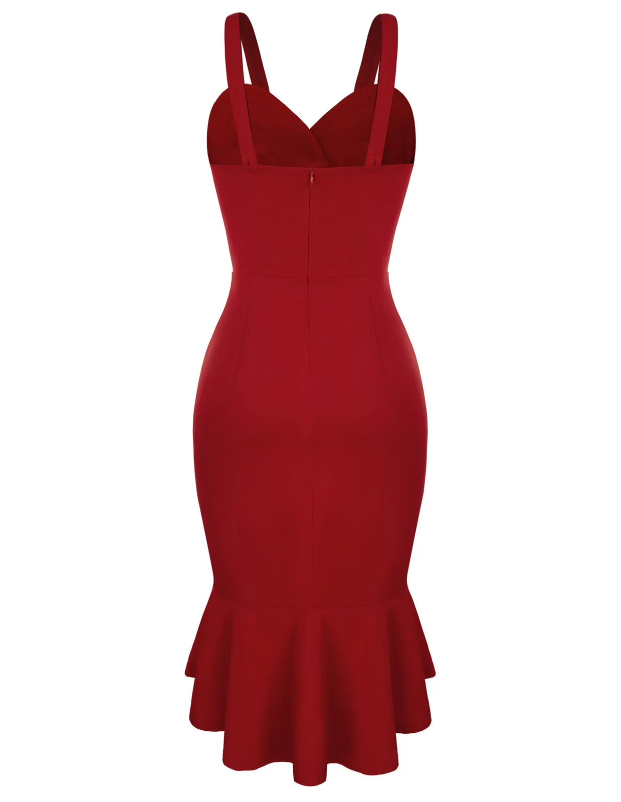 Fans Look of High-Lo Mermaid Hem Dress Surplice V-Neck Ruched Bodycon Dress