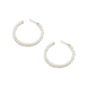 Freshwater Pearl Med Hoop Earrings