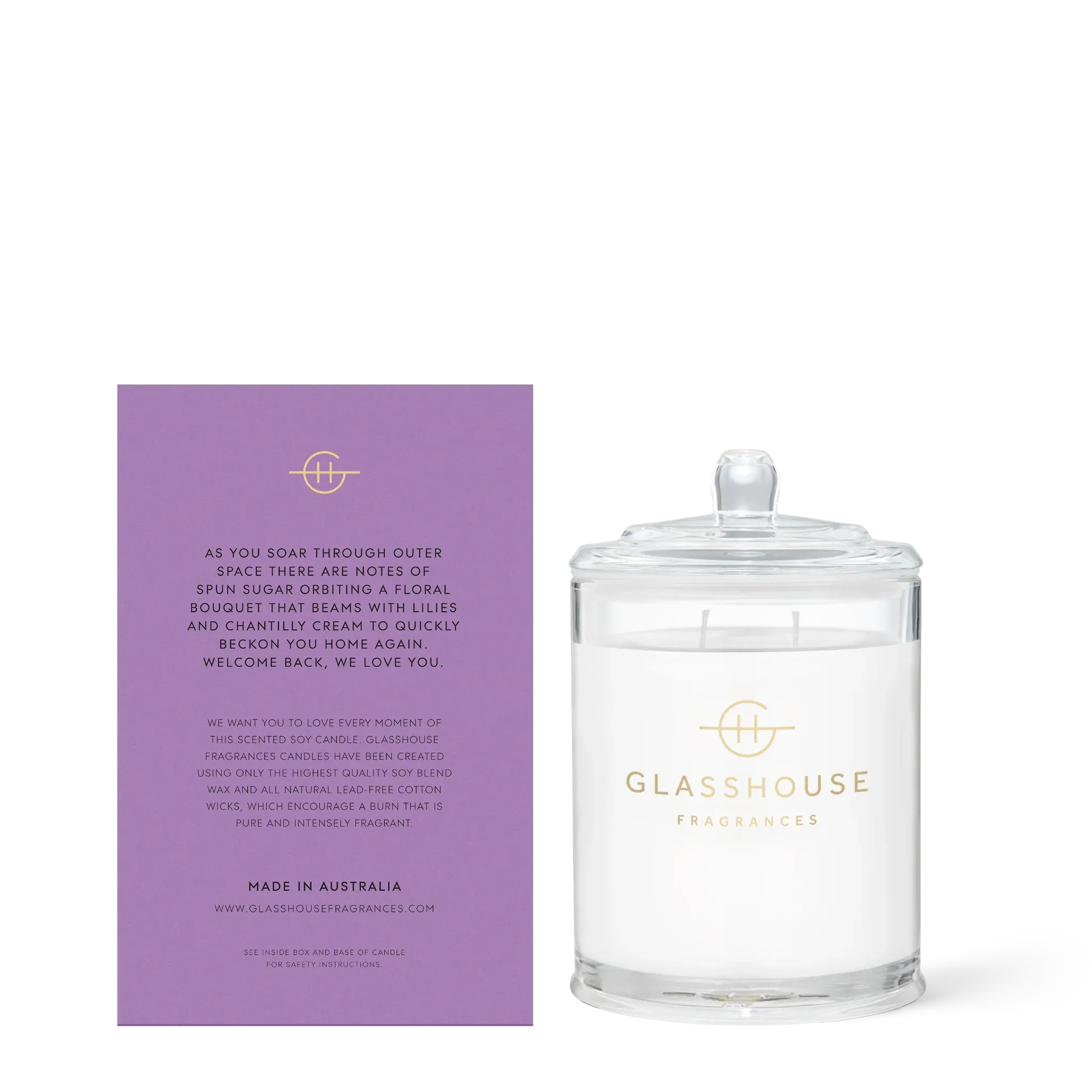 GLASSHOUSE FRAGRANCE 380g Candle MOON AND BACK