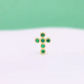 Green Gem Cross Stud