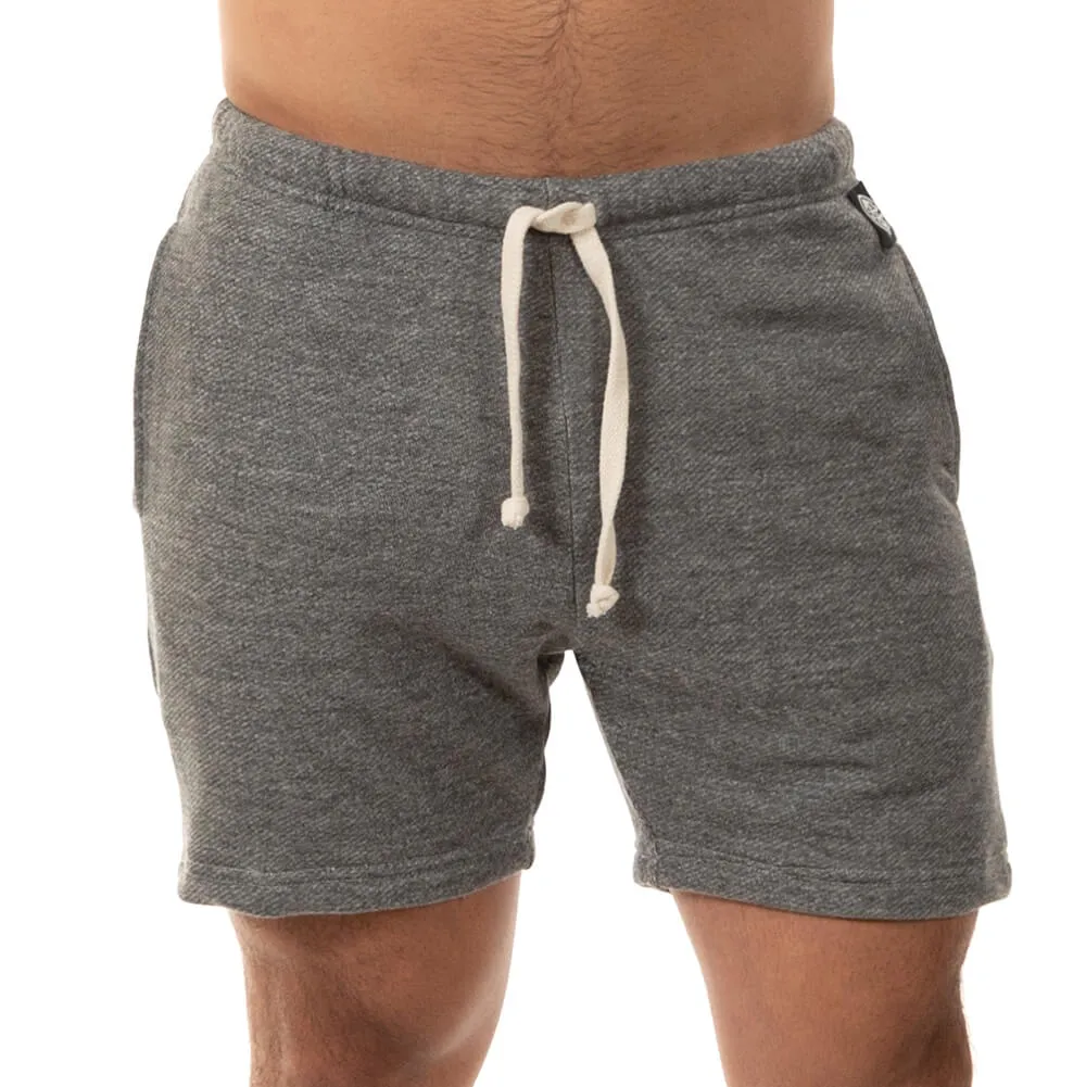 Grey Heather French Terry 6 Varsity Sweat Shorts - Made In USA