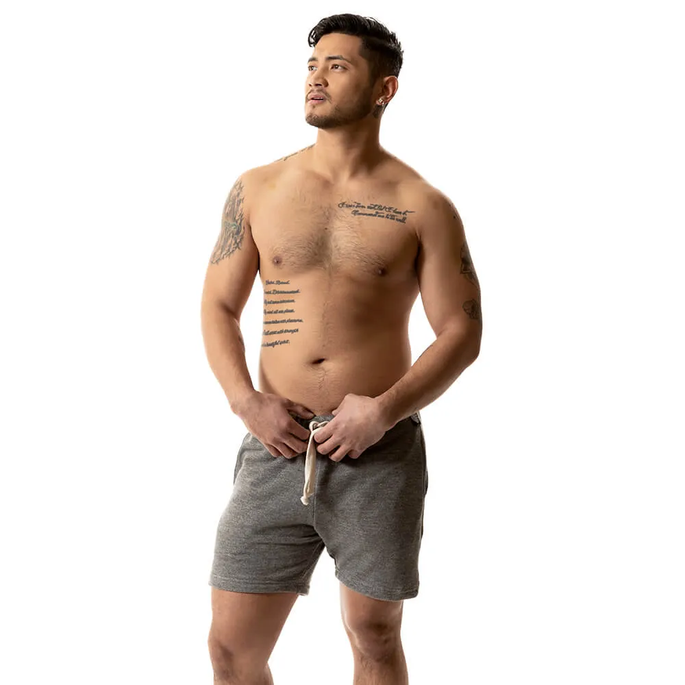 Grey Heather French Terry 6 Varsity Sweat Shorts - Made In USA