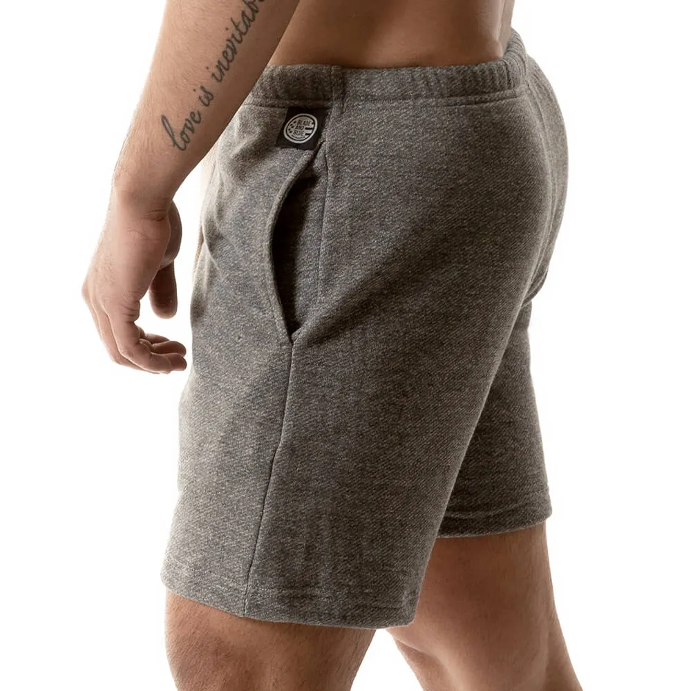 Grey Heather French Terry 6 Varsity Sweat Shorts - Made In USA