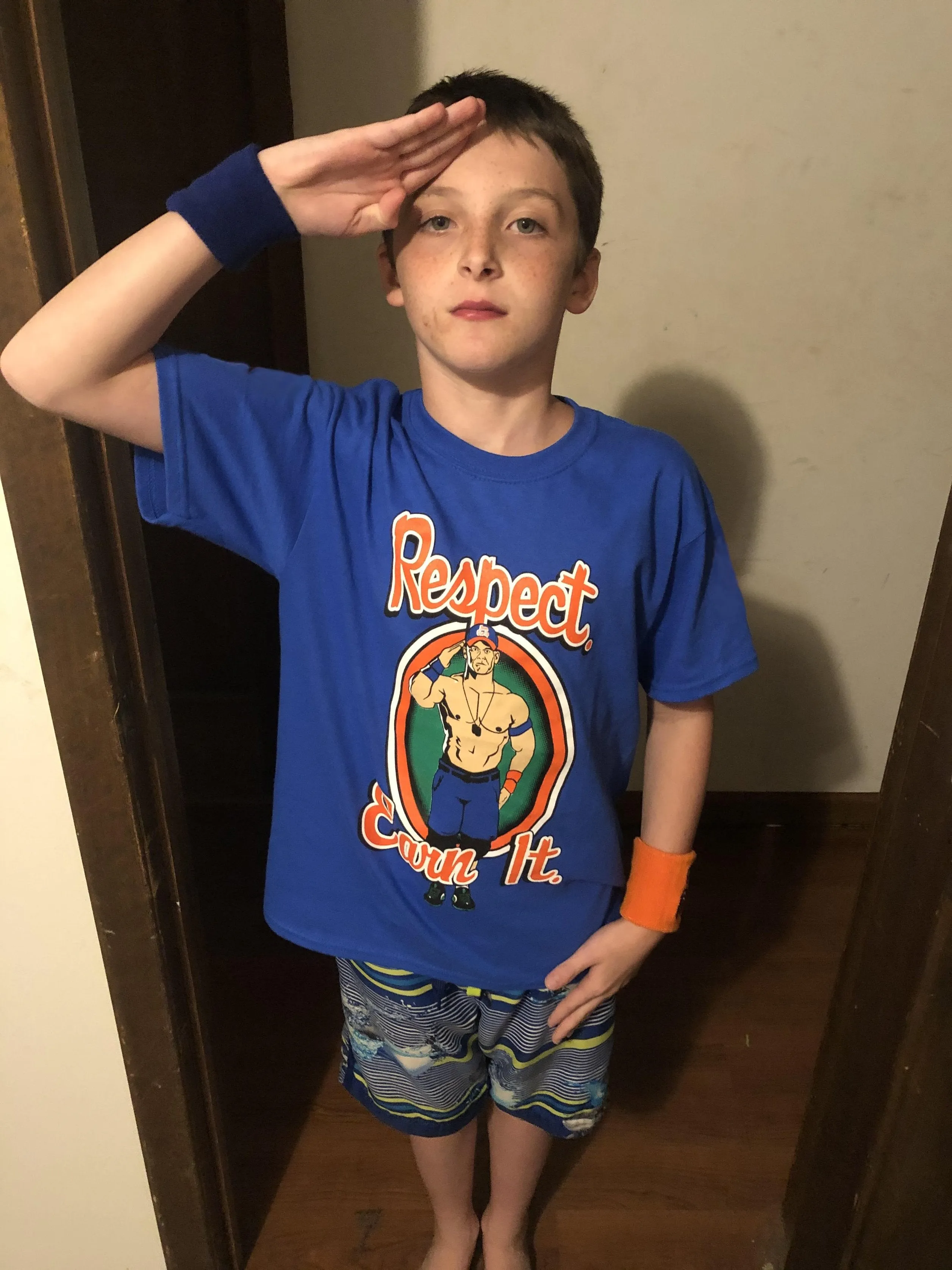 John Cena Kids Boys Respect Earn It Costume T-shirt Baseball Hat Headband Wristbands