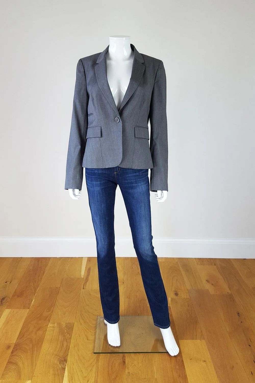 JOSEPH Grey Wool Mix Single Breasted Jacket (42)