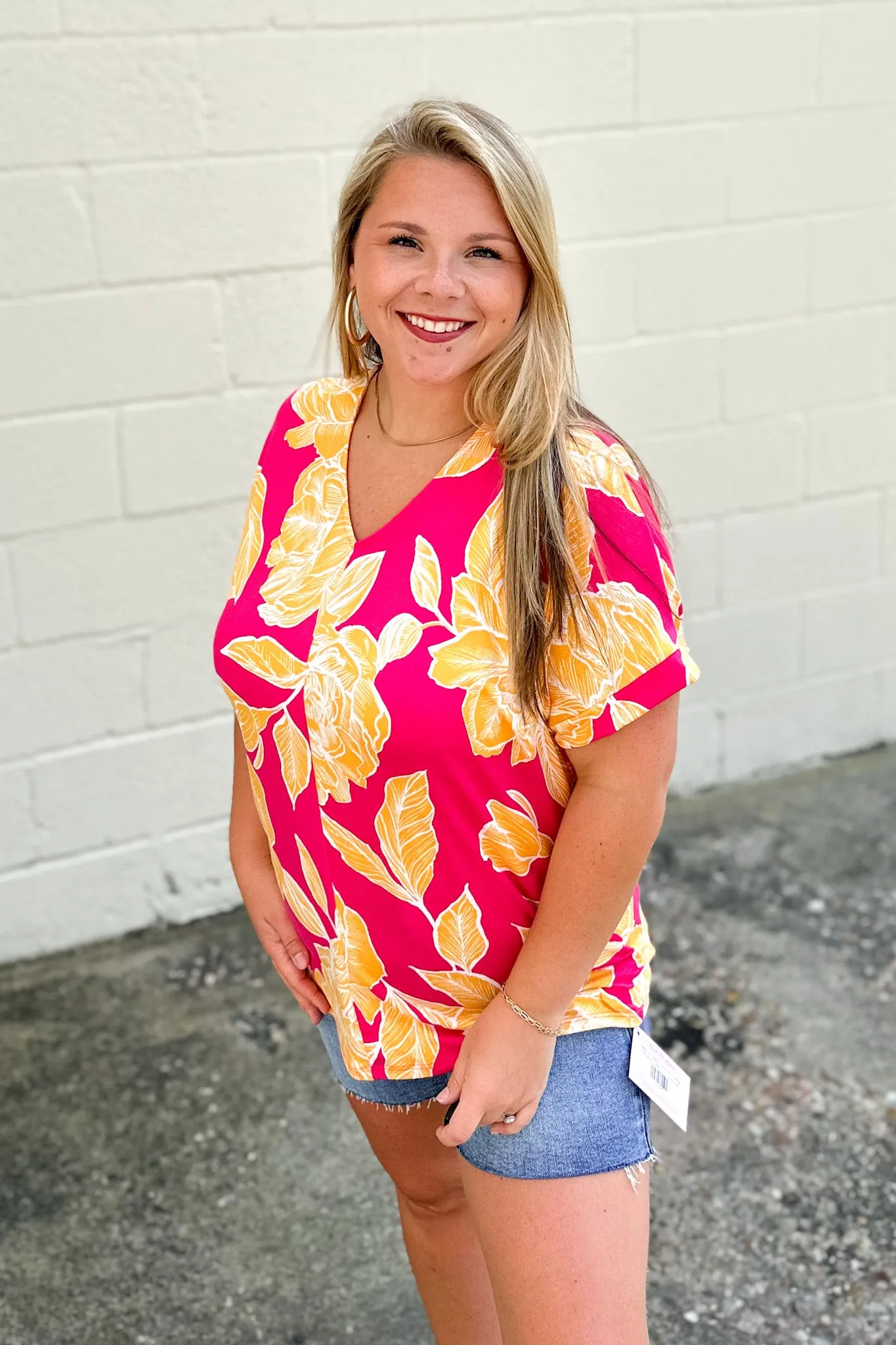 Keep On Hoping Floral Top, Fuchsia