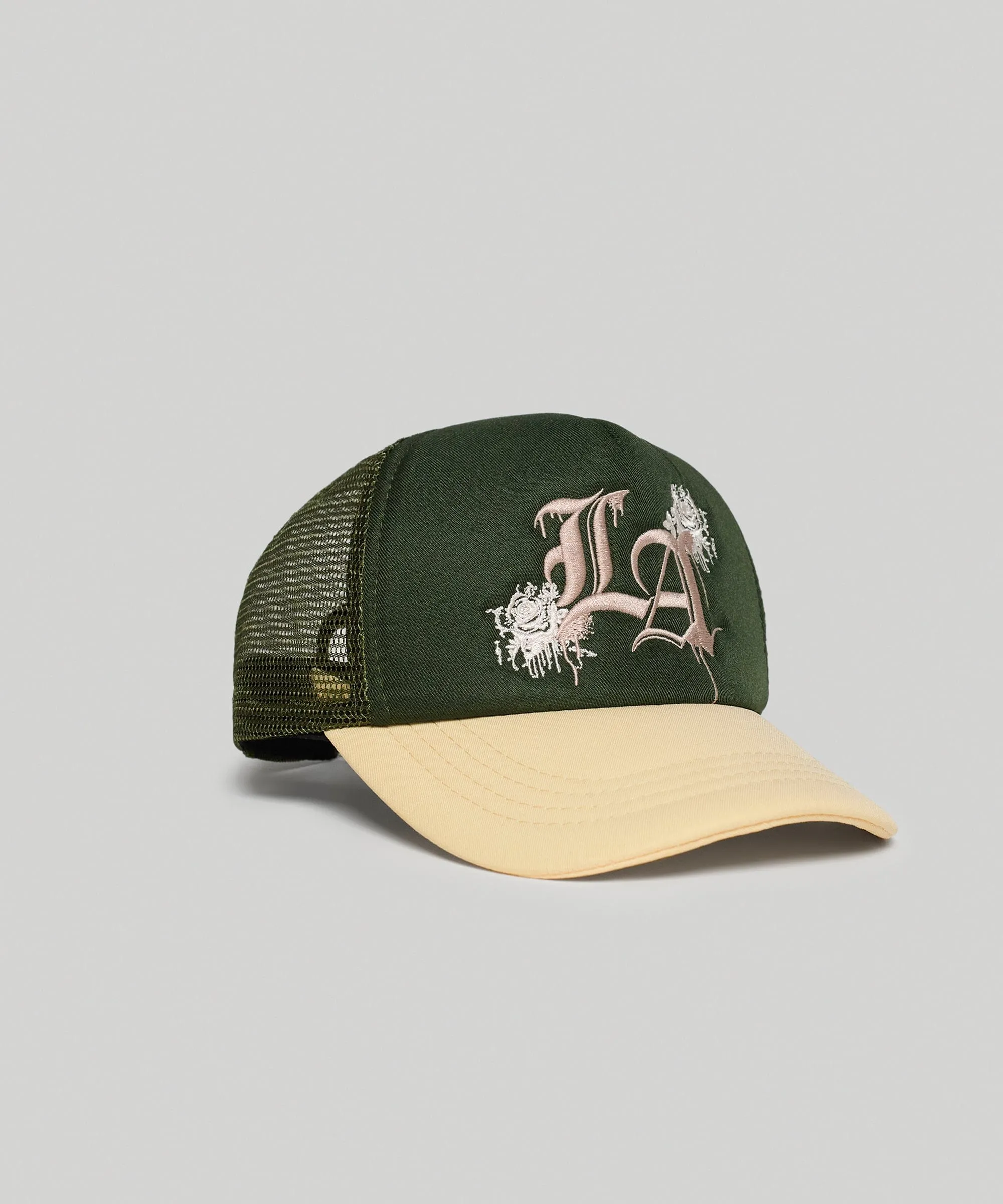 LA Embroidery Trucker Hat - Olive Green