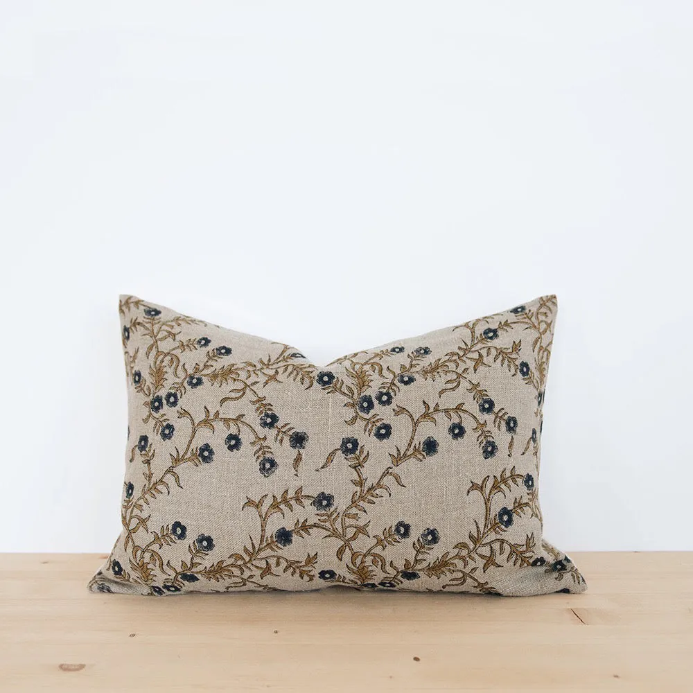 Linen Hand Block-Printed Pillow Cover No. 0223