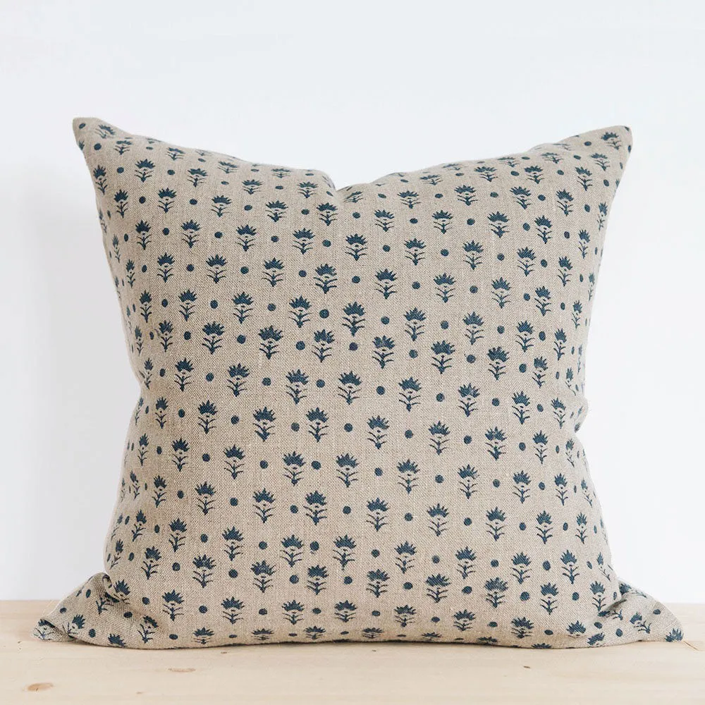 Linen Hand Block-Printed Pillow Cover Set No. 0523