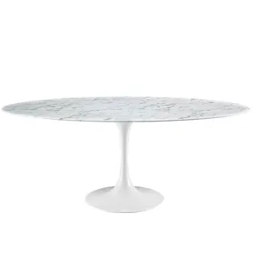 Lippa 78" Oval Artificial Marble Dining Table