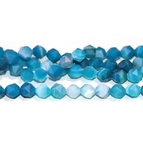 MATTE Blue Sardonyx (dyed) 10mm Star Cut Round - 15-16 Inch - CLEARANCE