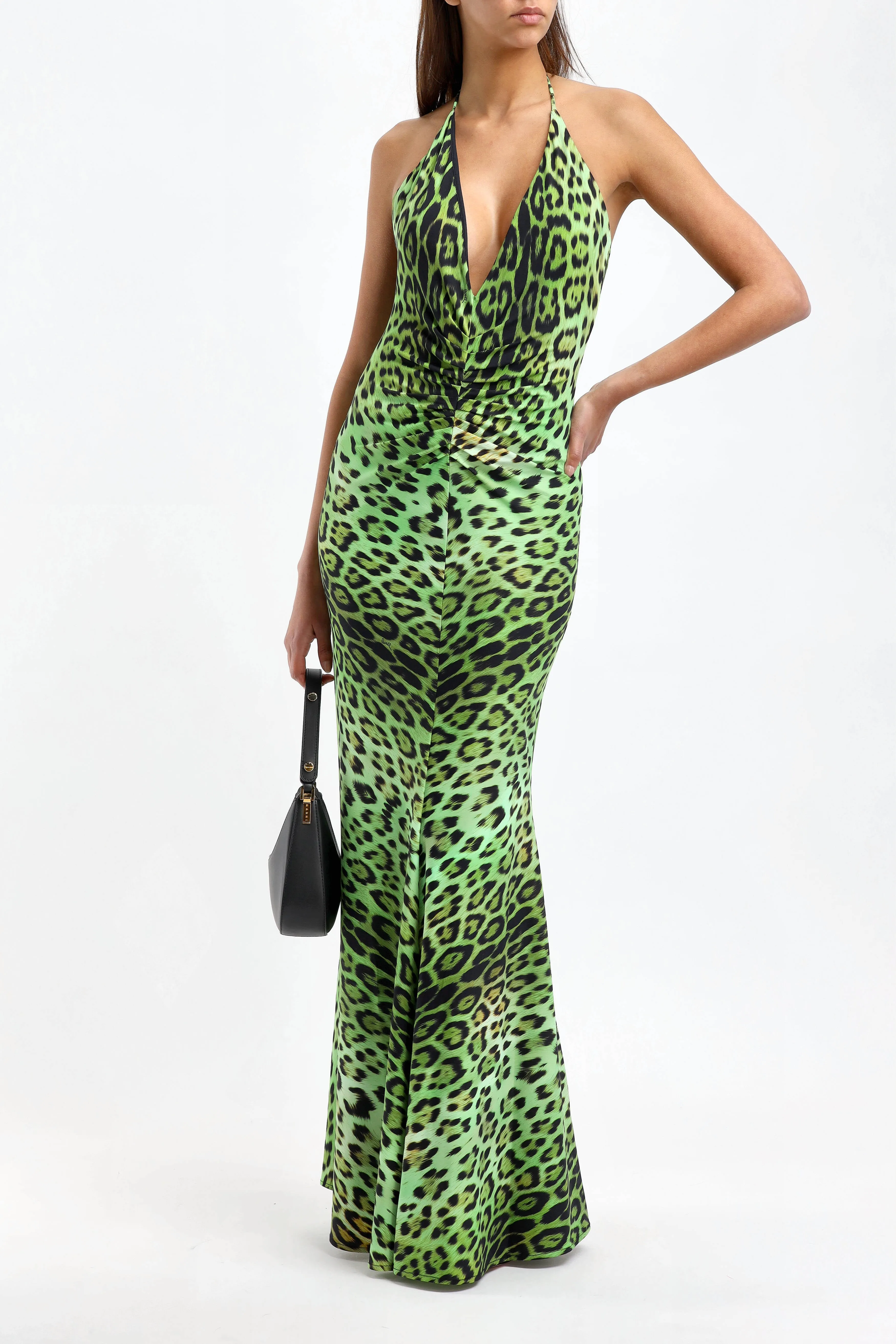 Neckholder-Kleid Jaguar in Lime