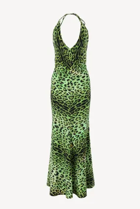 Neckholder-Kleid Jaguar in Lime