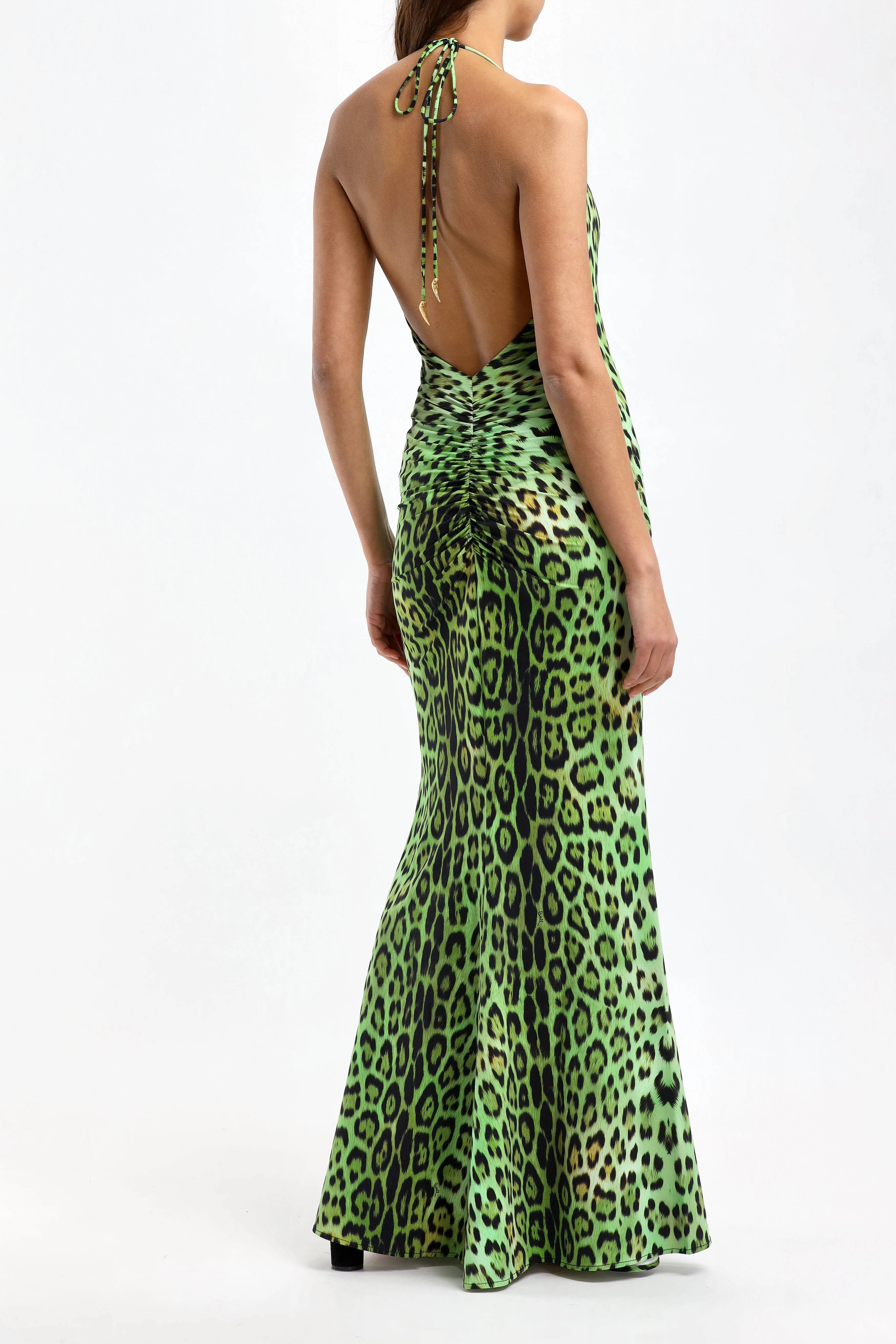 Neckholder-Kleid Jaguar in Lime