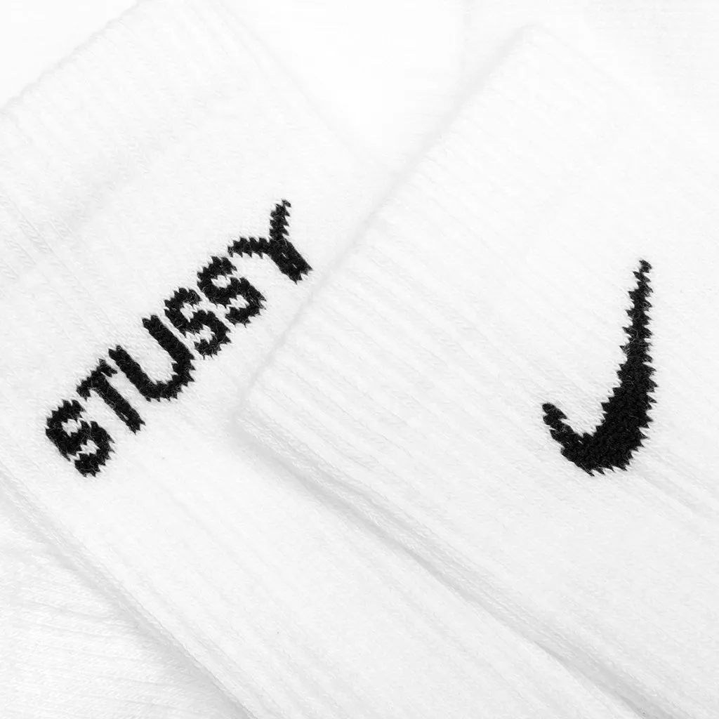 Nike x Stussy Everyday Plus Cushioned Crew Socks - White/Black