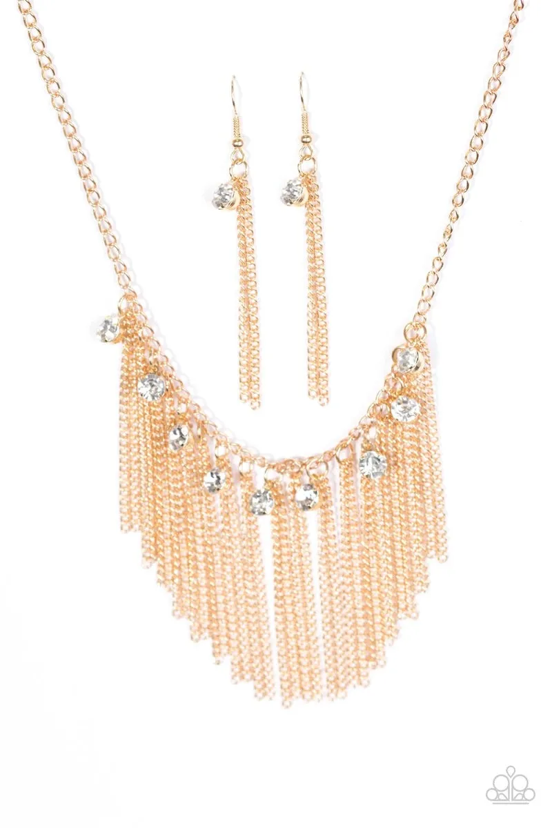 Paparazzi Accessories  - In For The Long Runway #N710 Box 8 - Gold Necklace