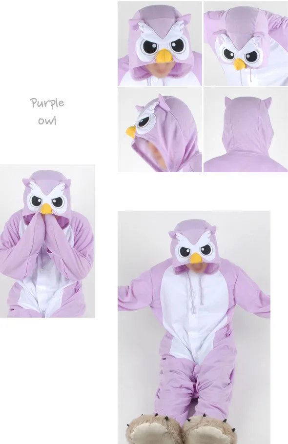 PITaPATs onesie animal jumpsuit costume - long sleeve purple owl