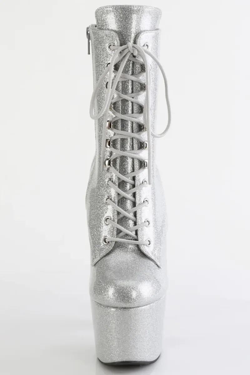 Pleaser USA Adore-1020GP 7inch Pleaser Boots - Silver Glitter