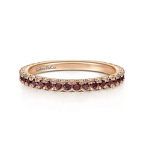 Rose Gold Garnet Stackable Birthstone Ring